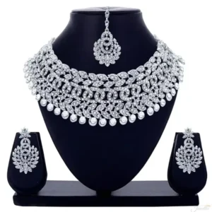 Rhodium Plated Jewellery Set White Austrian Diamond